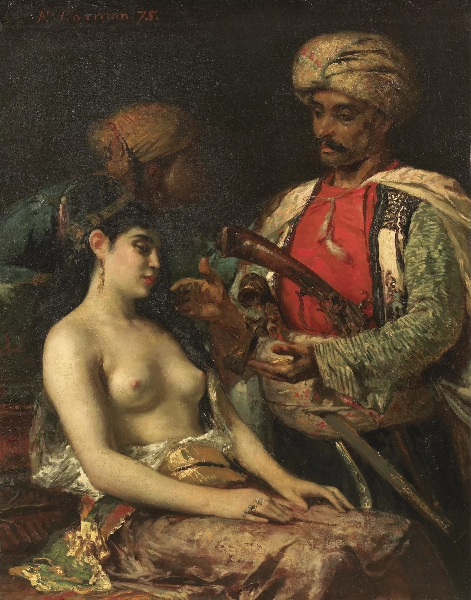 Giannizzero e donna con busto scoperto
